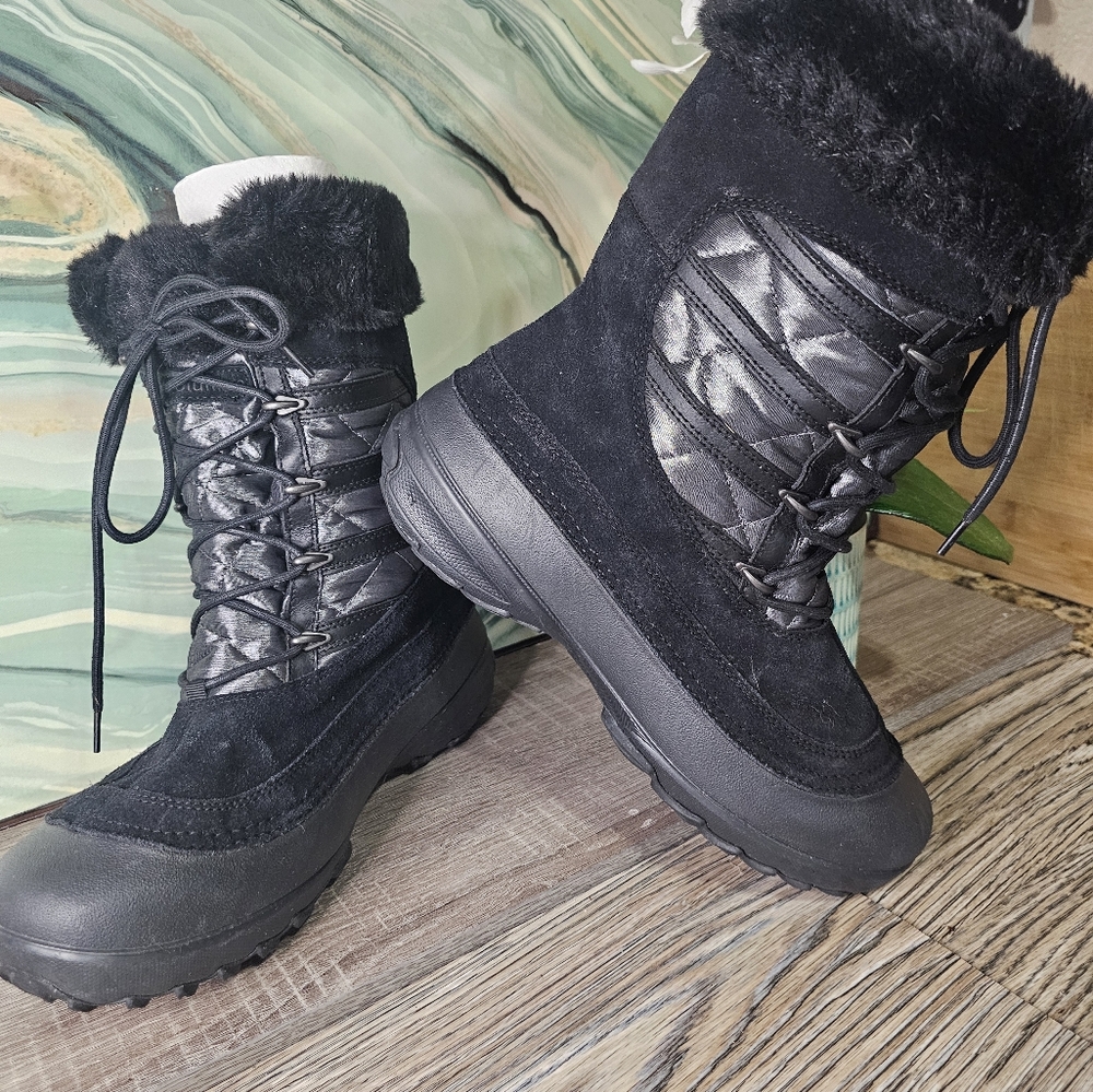 Columbia Slopeside Suede snow boots,Omni heat  lining. Faux fur, rubber tread - Picture 3 of 15